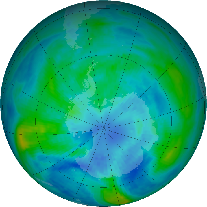 Antarctic ozone map for 03 April 1989